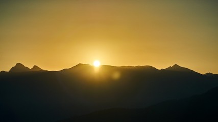 Nice sunrise in the mountains of Sochi