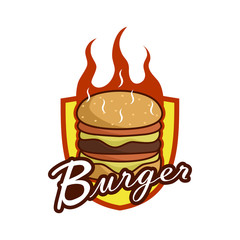 hot burger spicy logo vector illustration design
