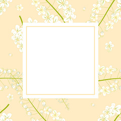 White Cassia Fistula - Golden Shower Flower on Yellow Banner Card