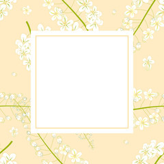 Fototapeta premium White Cassia Fistula - Golden Shower Flower on Yellow Banner Card