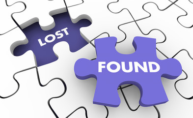 Lost and Found Searching Finding Missing Items Puzzle 3d Illustration