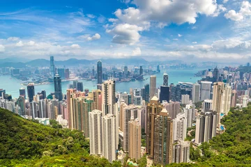 Vlies Fototapete Asiatische Orte Panoramablick über Hongkong