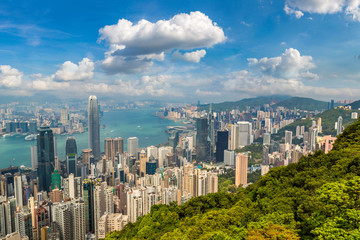 Obraz premium Panoramiczny widok na Hongkong