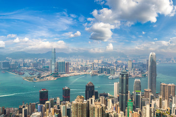Obraz premium Panoramiczny widok na Hongkong