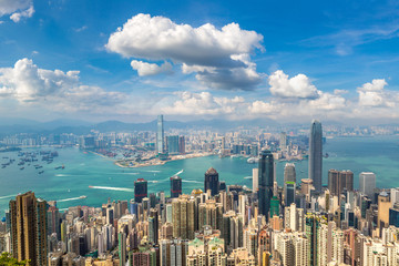 Obraz premium Panoramiczny widok na Hongkong
