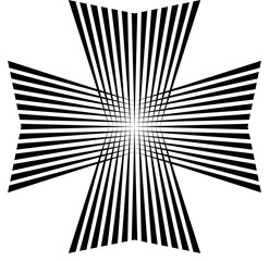 Maltese cross, with art from the rays stripes, vector symbol of victory and power