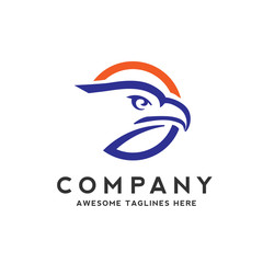 Obraz premium eagle heads with circle logo, creative falcon head logotype with ellipse, eagle head illustration