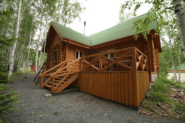 wooden made house in the forest