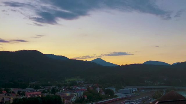 Timelapse - Sun setting over the beautiful inn-valey in Kufstein, Tyrolia, Austria. Sorroundet by the awesome Mountains.