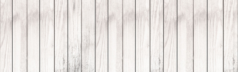 Panorama of white wood wall background and texture