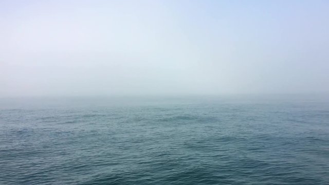 A very foggy morning on the sea near the cost of Casablanca, Morocco