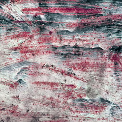 Eroded metal texture. Rusty Colored Metal with cracked paint, grunge pink, white, grey square background