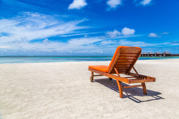 Wooden sunbed in the Maldives