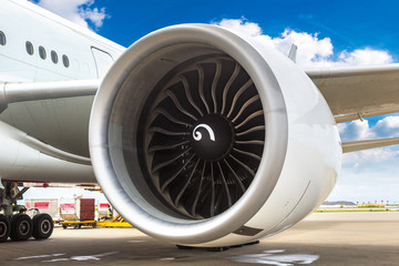 Airplane and engine at Airport in Maldives