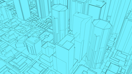 3D Sketch city render