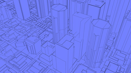 3D Sketch city render
