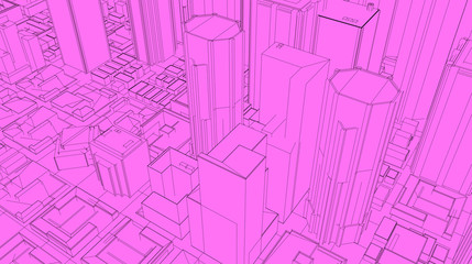 3D Sketch city render