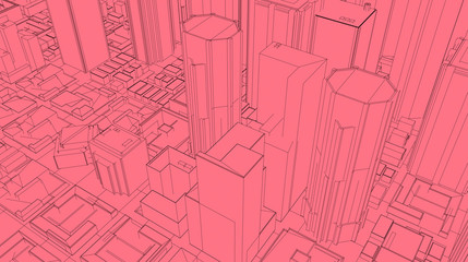 3D Sketch city render