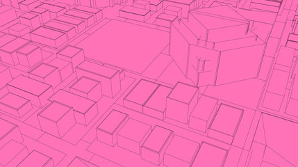 3D Sketch city render