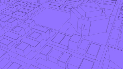 3D Sketch city render
