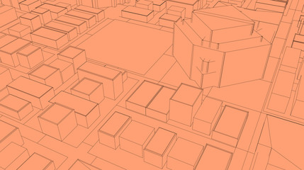 3D Sketch city render