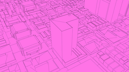 3D Sketch city render
