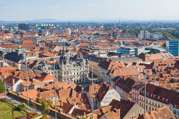 Naklejka na ściany i meble Graz panorama from above