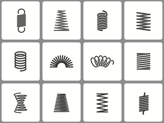Metal spring icon set. Illustrations isolated on white. Simple pictograms for graphic and web design.