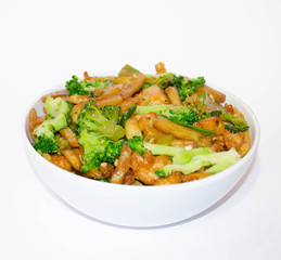 Chicken, potatoes and broccoli.