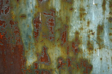 The background of the rusty metal hole peeling paint