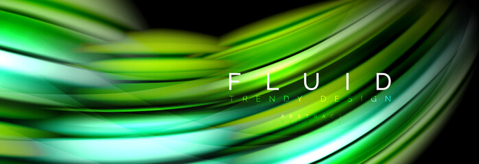 Wave fluid flowing colors motion effect, holographic abstract background. Vector illustration