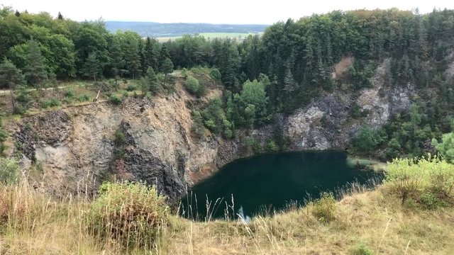 Hoewenegg lake and nature reserve in a former volcanic crater in the Hegau area near Lake Constance, Germany