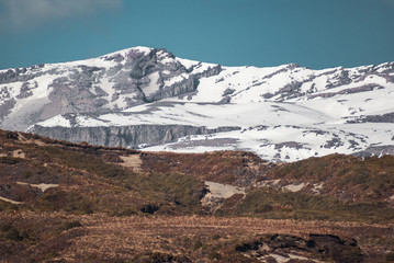 Alpine scenery at Tongariro national park. Hiking in New Zealand