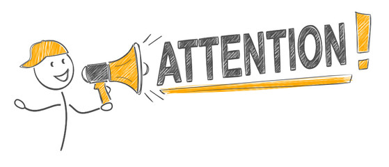 mégaphone attention bonhomme allumette