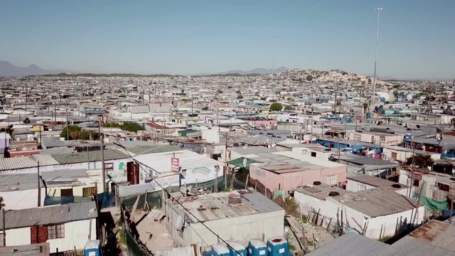 Aerial view over township in South Africa