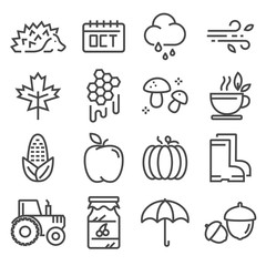 Collection of autumn icons. Isolated vector set