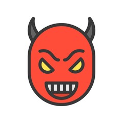 smile devil face, halloween character editable stroke