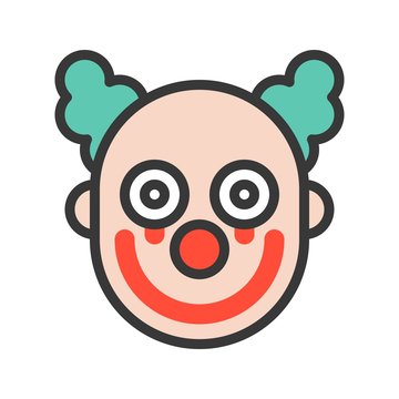 scary clown or joker with bloody on face, halloween icon editable stroke