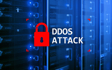 DDOS attack, cyber protection. virus detect. Internet and technology concept.