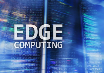 EDGE computing, internet and modern technology concept on modern server room background.