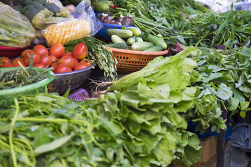 東南アジアの市場の野菜