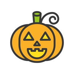 jack o lantern face, halloween character icon editable stroke