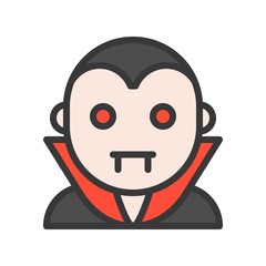 count dracula character, halloween icon editable stroke