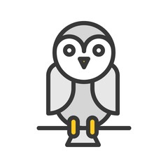 cute barn owl, halloween related icon editable stroke