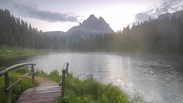 time lapse video of the lake Antorno, Dolomites - Italy