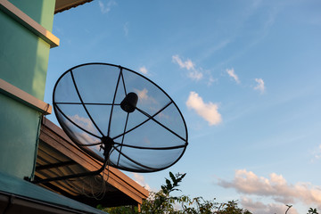 Black satellite dishes of broadcasting receiver