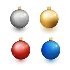 Set of Christmas balls on a white background. Christmas decorations. Vector object for christmas design, mockup. Vector realistic object Illustration 10 EPS