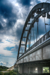 Close up of cable stayed bridge