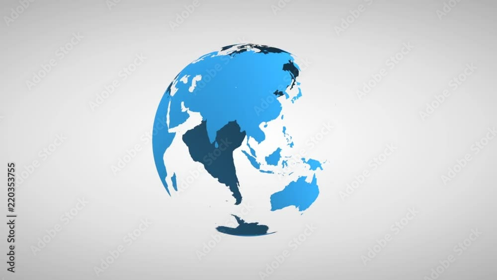 Wall mural animation rotation of the planet earth on a gray background. there is an alpha channel for compositi