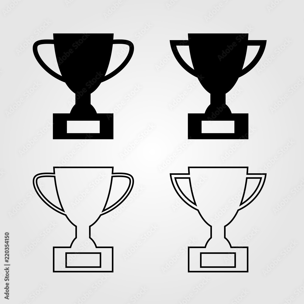 Poster trophy line icon flat style isolated on background. trophy icon sign symbol for web site and app des